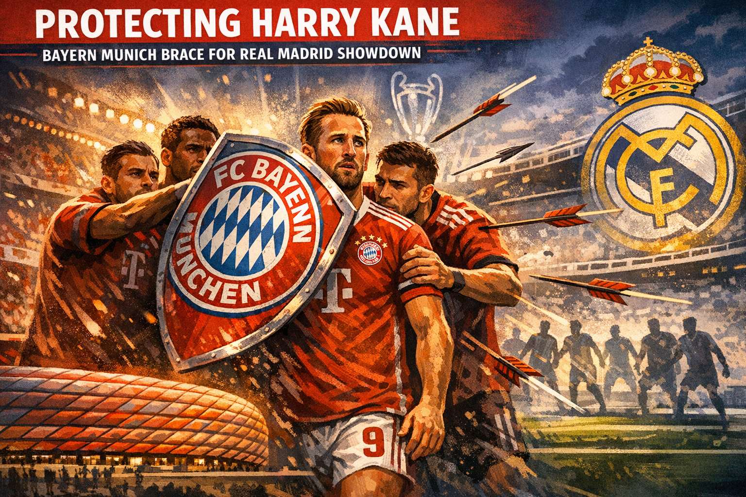 Bayern Munich Shields Harry Kane Ahead of Real Madrid Return Leg